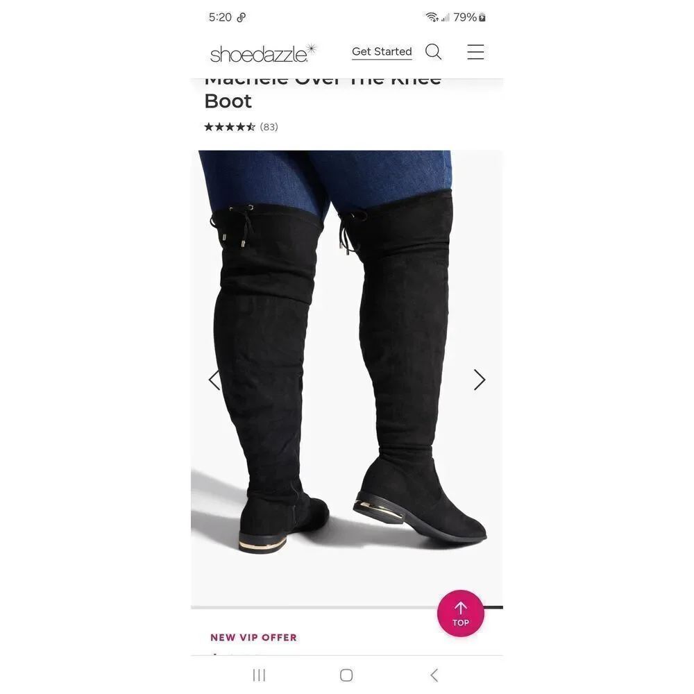 New 9E Extra Wide Shoe Dazzle Black Machele Tall Over the Knee Thigh High Boots